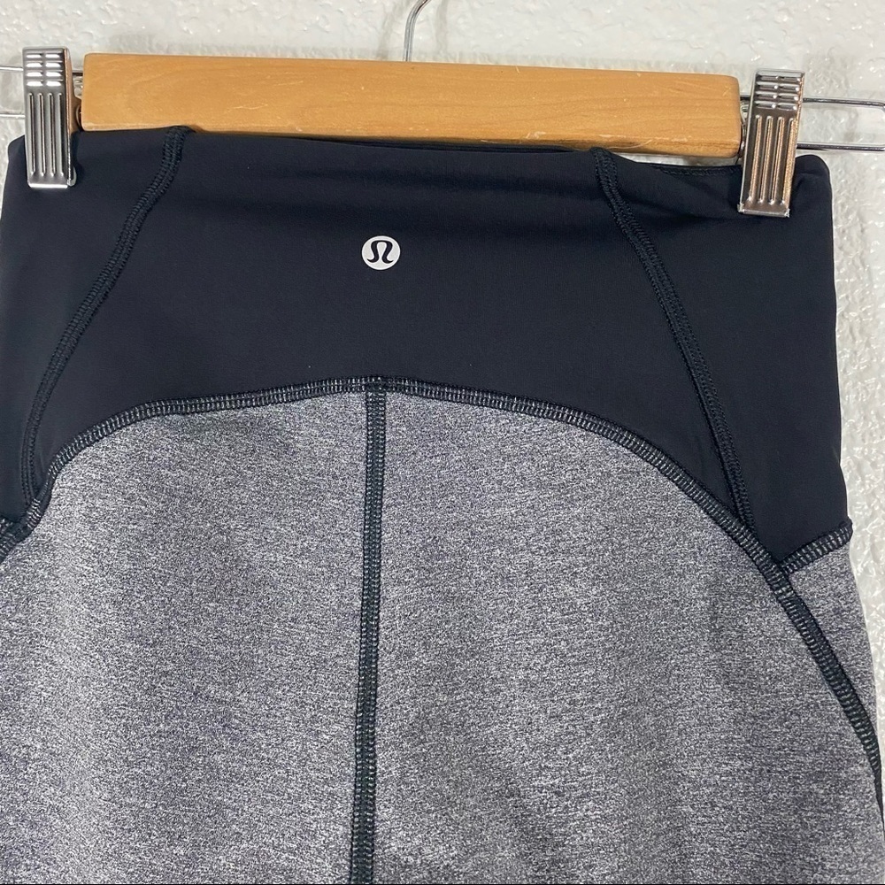Lululemon Train Times Crop Heathered Black Sz 4 - Picture 2 of 9